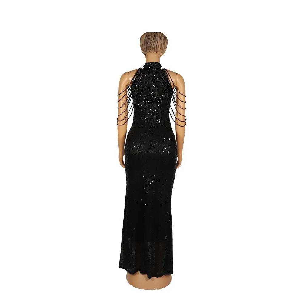 Pink Sequin African-Style High-Stretch Dress