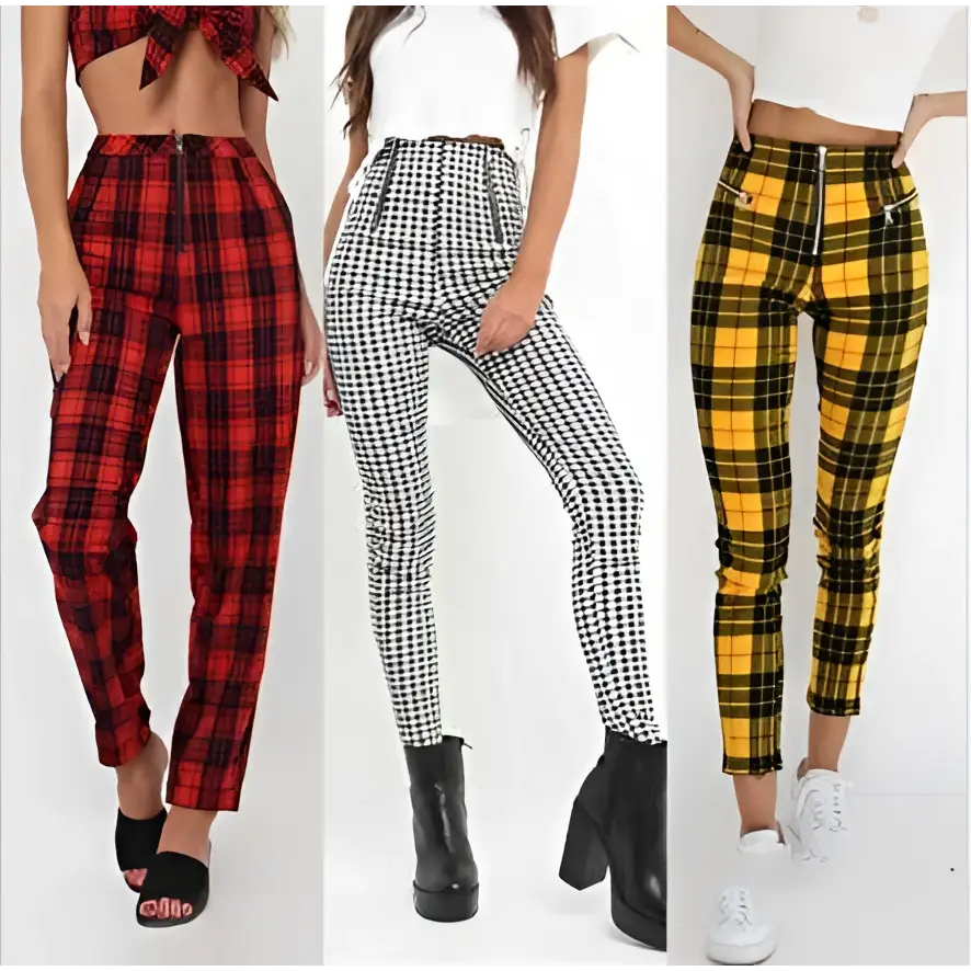 Plaid Women’s High-Waist Stretch Leggings 3 Pack