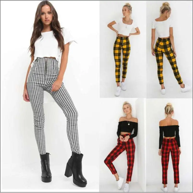 Plaid Women’s High-Waist Stretch Leggings 3 Pack