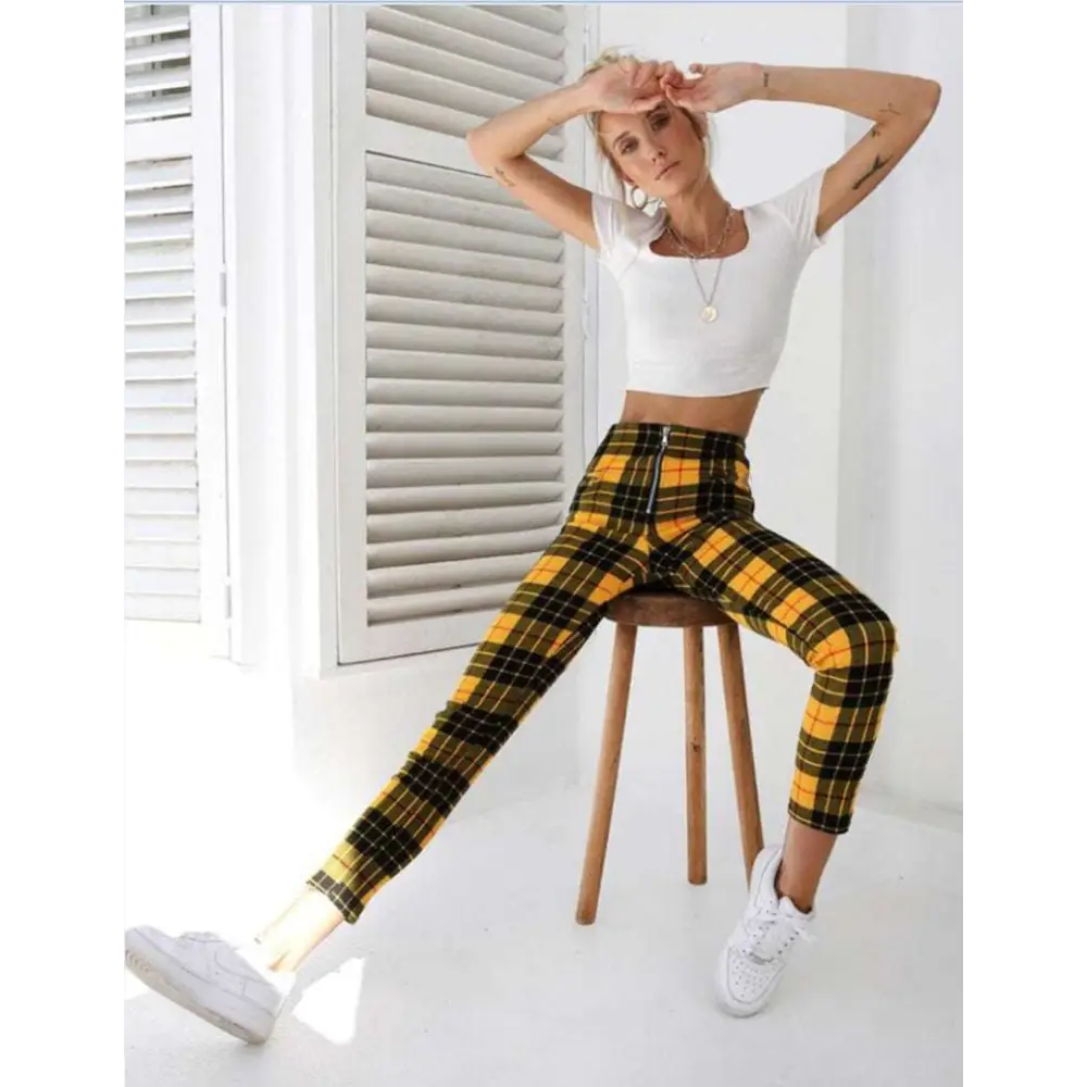 Plaid Women’s High-Waist Stretch Leggings 3 Pack