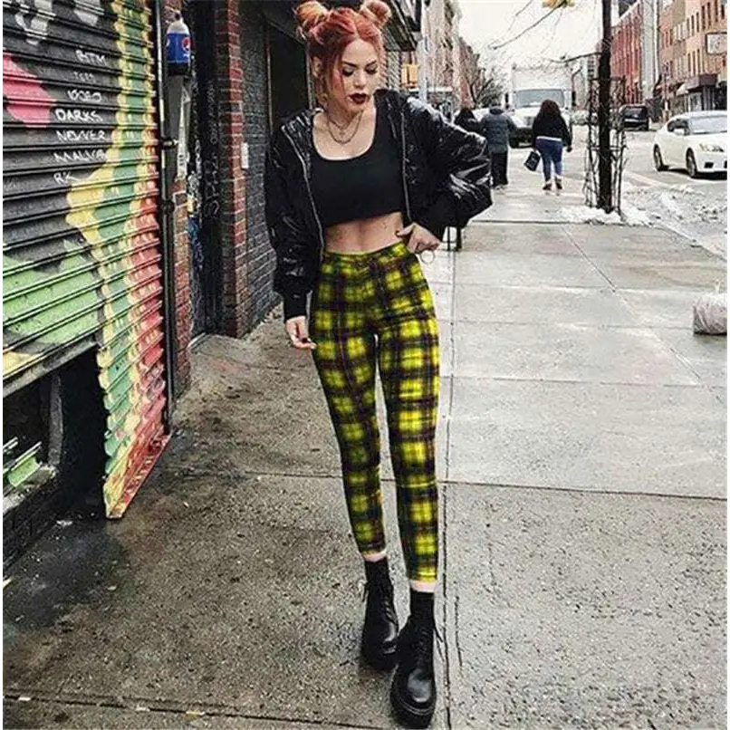 Plaid Women’s High-Waist Stretch Leggings 3 Pack