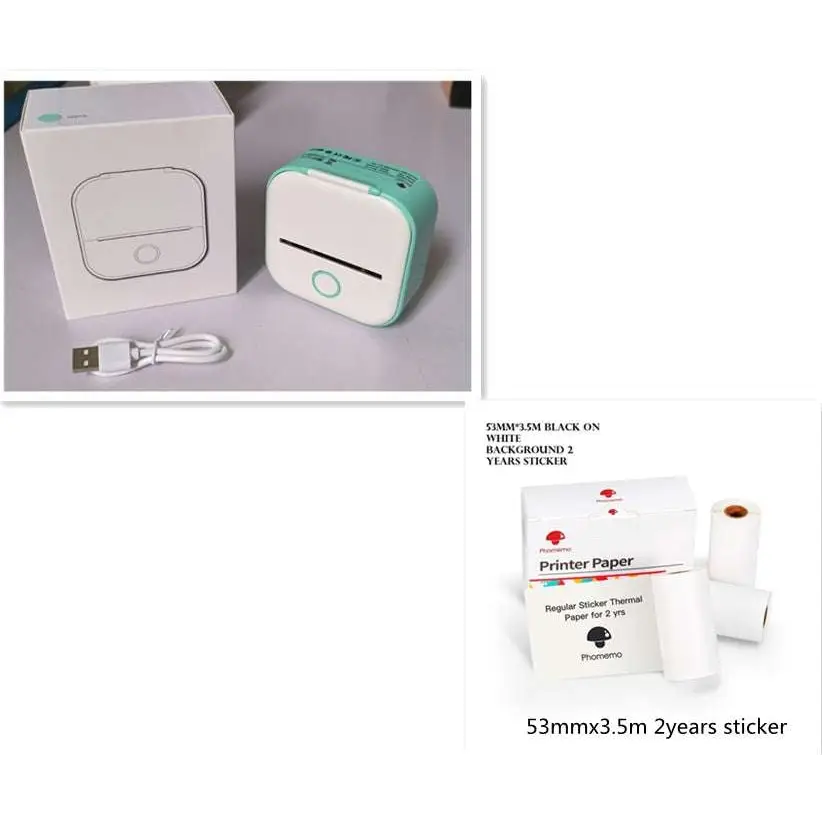 Portable Mini Label Printer with Sticky Paper rolls