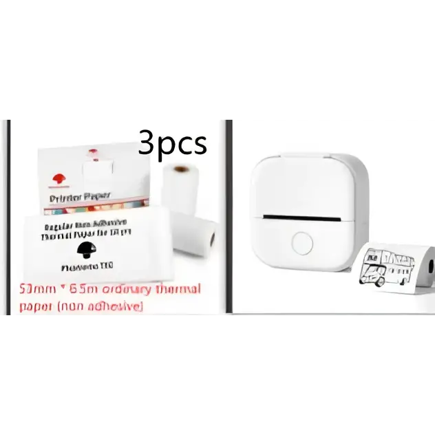 Portable Mini Label Printer with Sticky Paper rolls