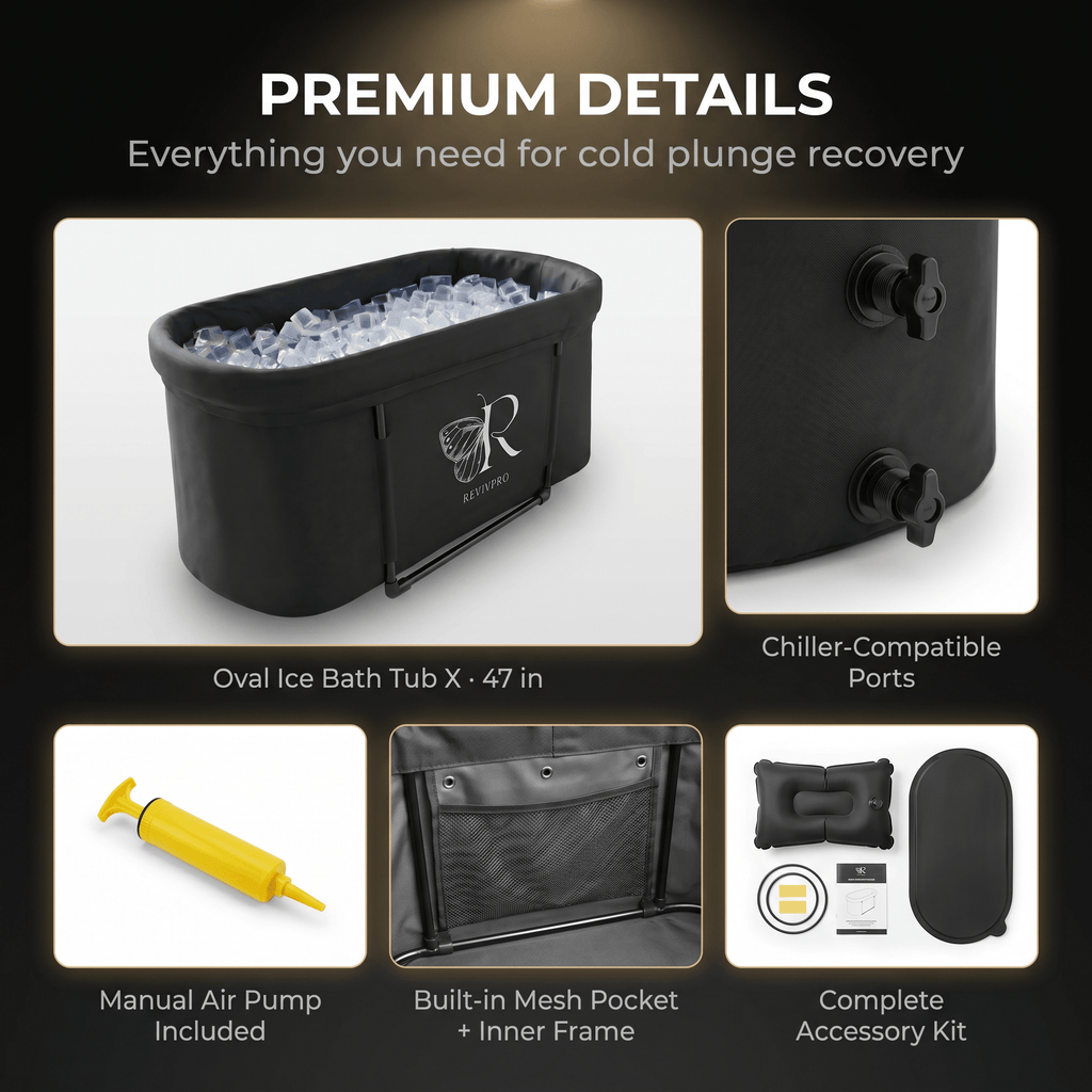 Portable Oval Ice Bath Tub X with Extra Length - Water Chiller Compatible Cold Plunge