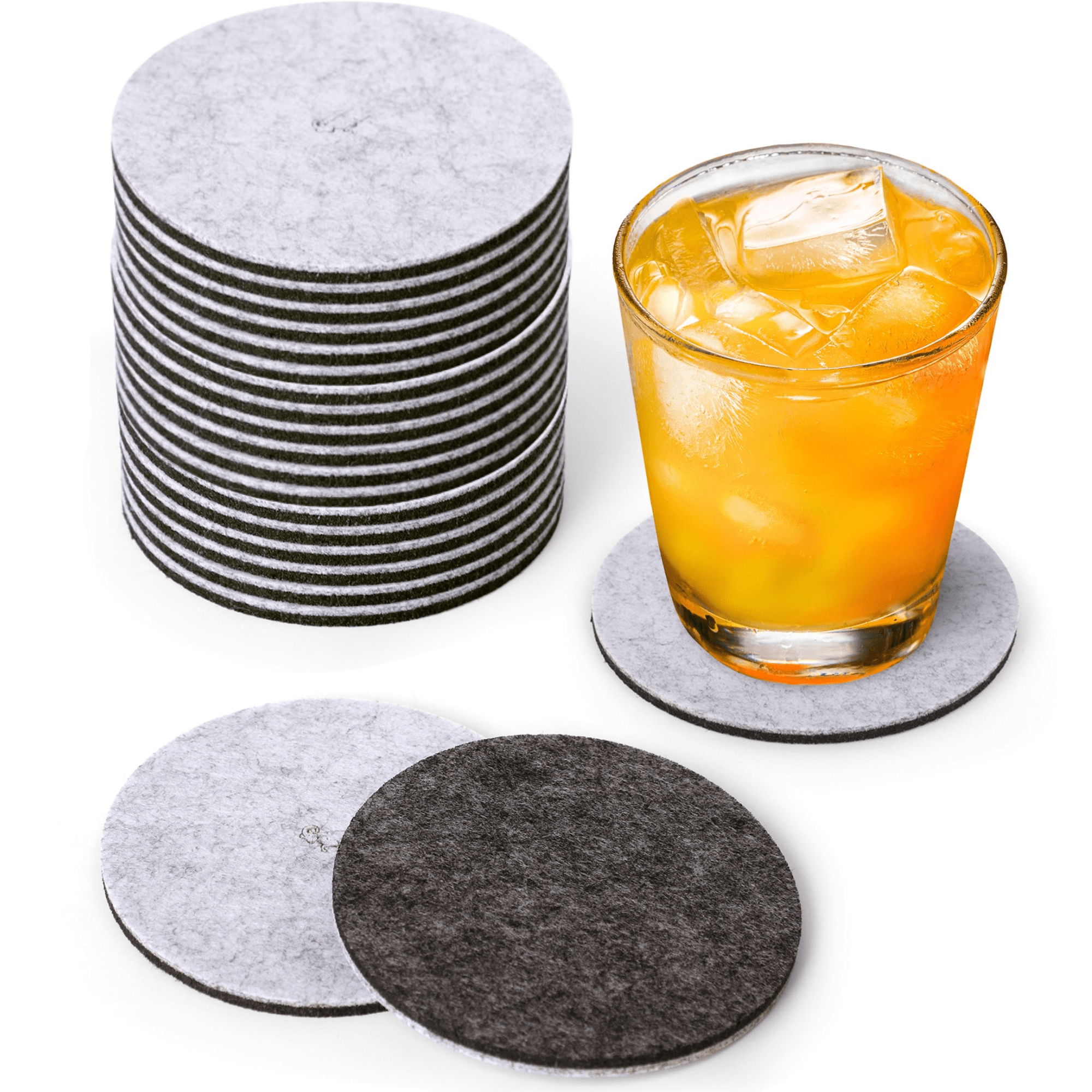 Premium Felt Coasters for Drink Set of 18 Pcs - (Round)