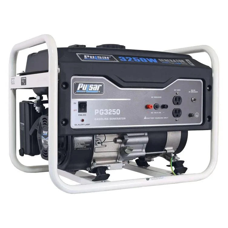 Pulsar 3250W Portable Gas Powered Generator, 2500 Running Watts, 4-Gallon Fuel Tank