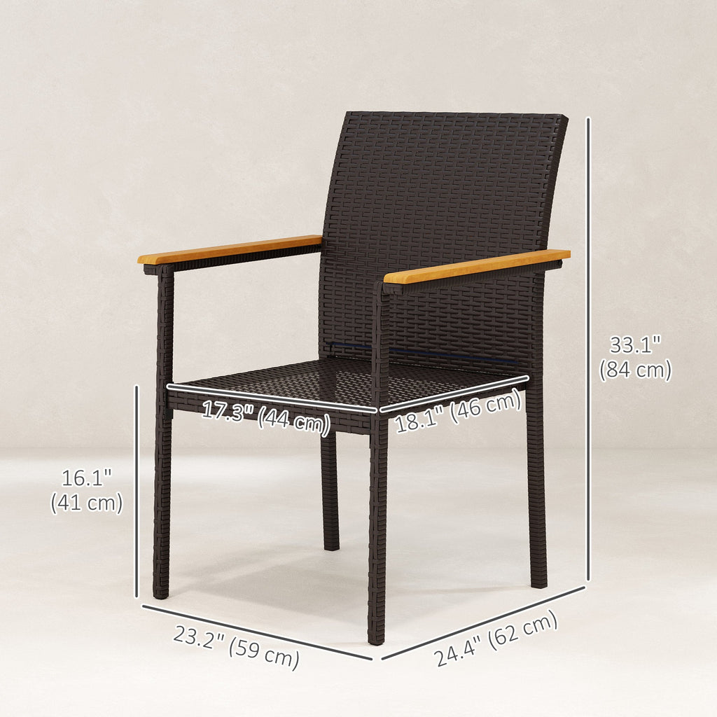 2-Piece Stackable Wicker Chair Set with Removable Cushion