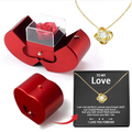 Red Apple Jewelry Box with Rose and Necklace