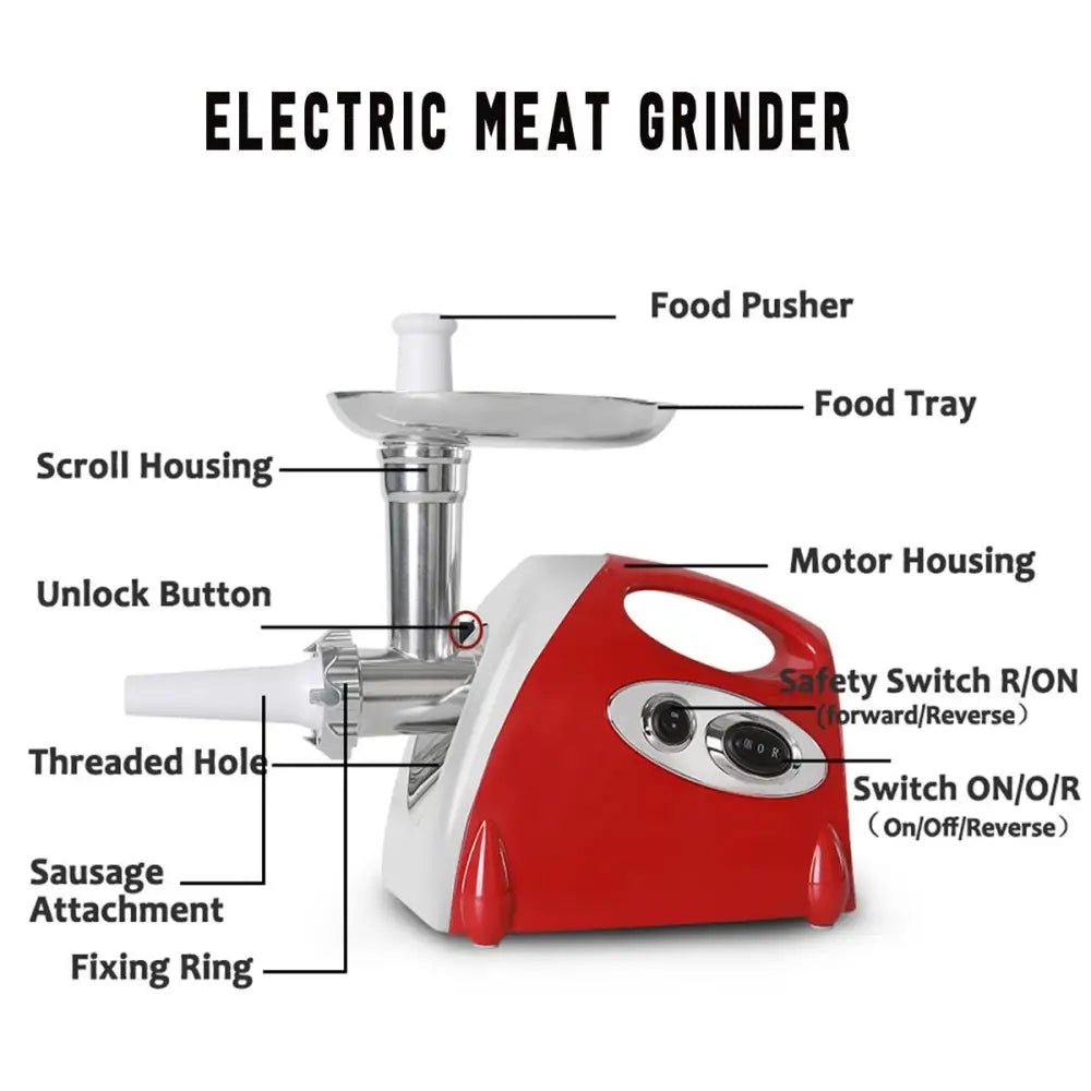 Red Multifunctional Meat Grinder Stainless Steel