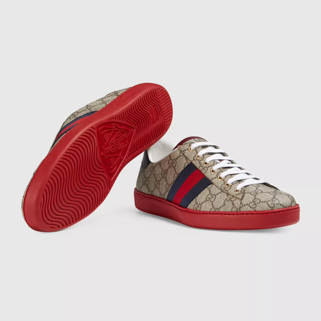 Ace Supreme GG Guccissima Logo Web Stripe Flat Sneakers