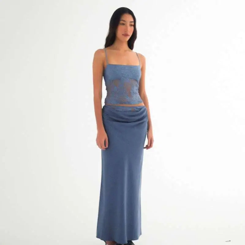 Sage Green Lace Backless Tube Stitching Ruffle Hip Suit
