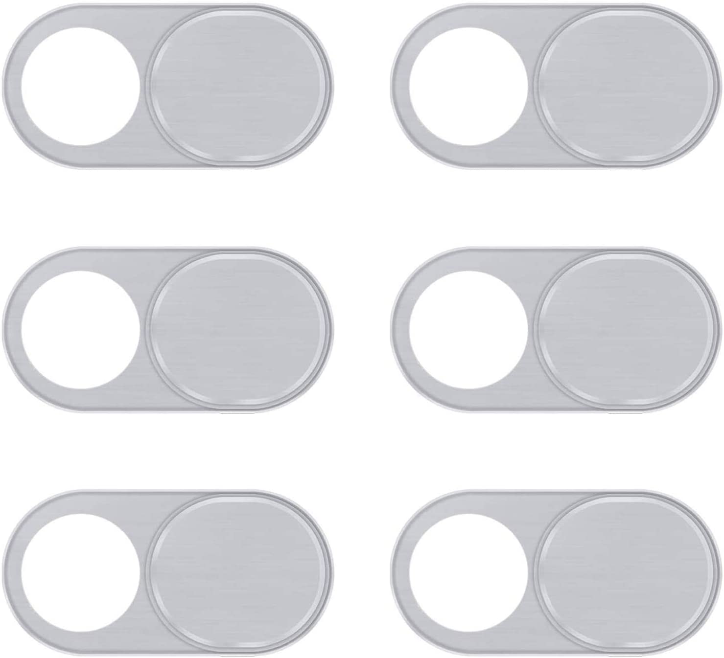 Silver Anti-Spy Privacy Camera Cover (6-Pack) - Laptops, Tablets, TVs, and Phones