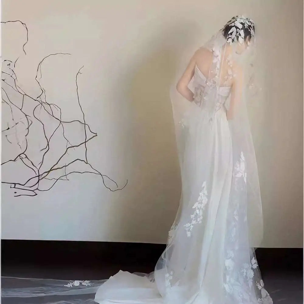 Satin Lace Tube Top Fishtail Wedding Dress