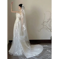 Satin Lace Tube Top Fishtail Wedding Dress