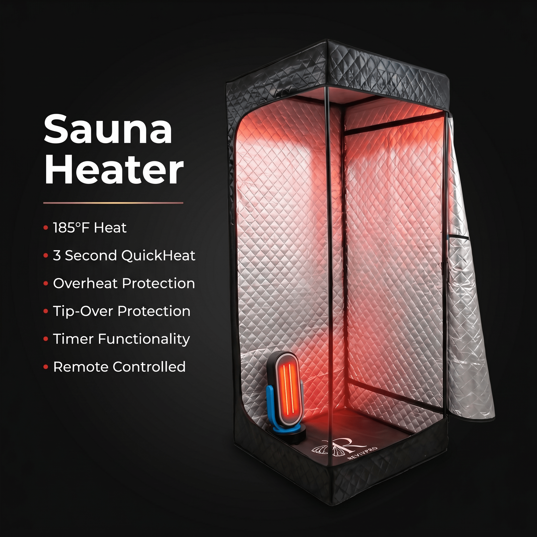 Sauna Heater – 1500W Ceramic Carbon QuickHeat® with Remote