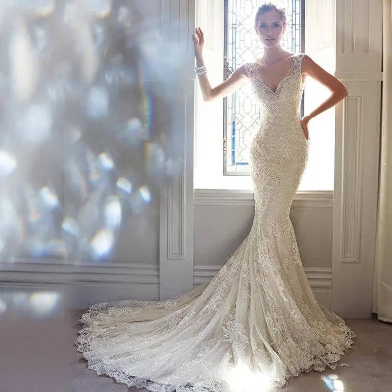 Sexy Halter Shimmering Mermaid Wedding Dress