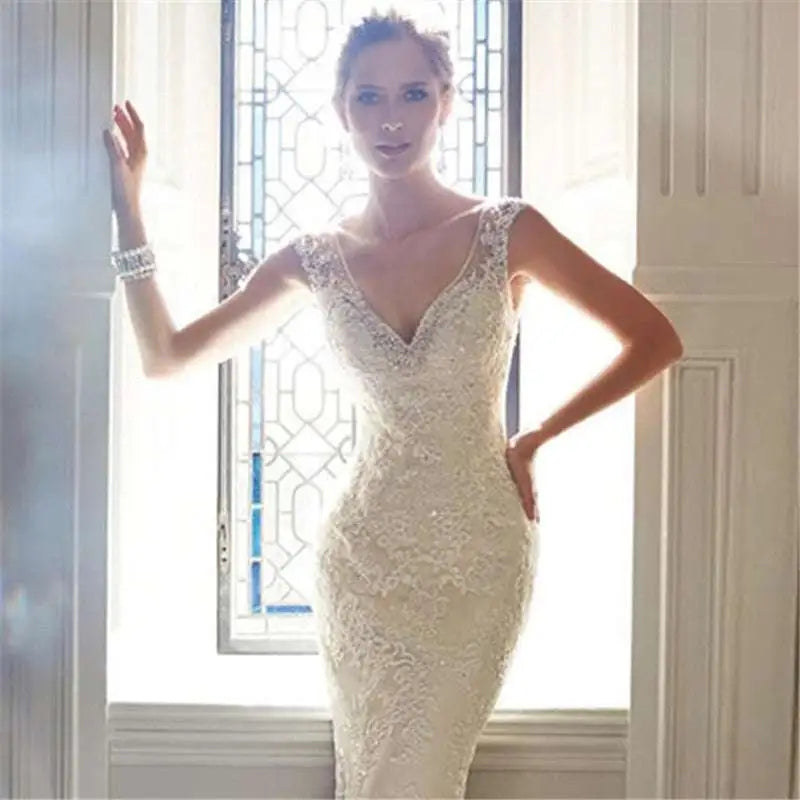 Sexy Halter Shimmering Mermaid Wedding Dress