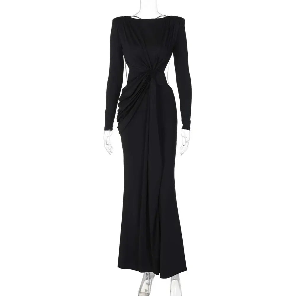 Hollow-Out Long Sleeve Dress