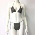 Silver Chainmail Stretch Fishnet Rhinestone Tight Suit