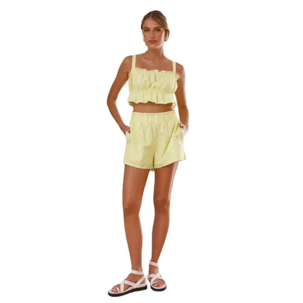 Sleeveless Suspender Shorts Two-piece Set Pack of 5