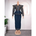 Solid Color Hot Drilling Plus Size Two Piece Set