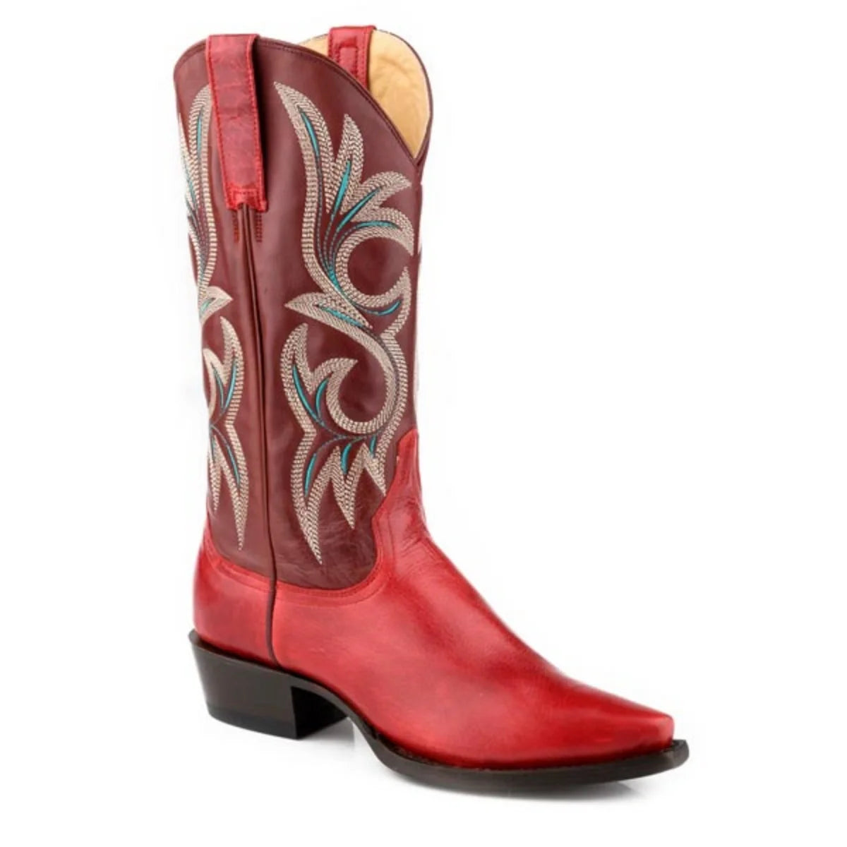 Stetson Lauren (Red) - Women's Embroidered Leather Cowgirl Boot