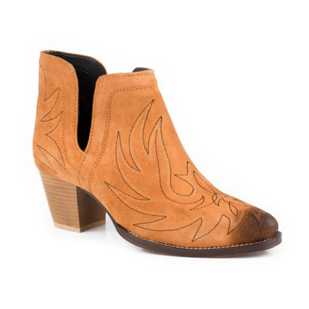 Roper Rowdy (Tan) - Women's Suede Ankle Boot