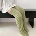 Tan Paw Print Fuzzy Long Socks
