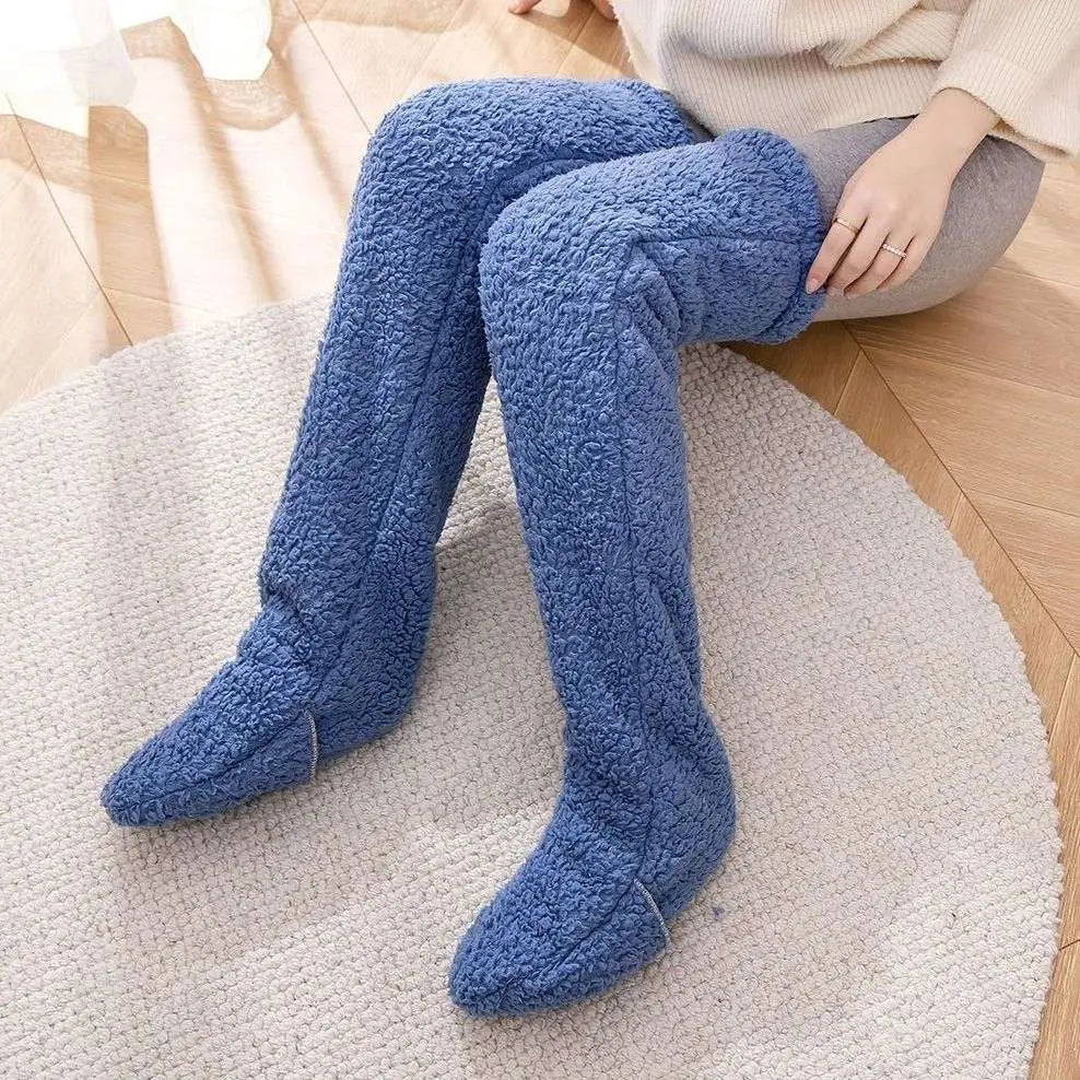 Tan Paw Print Fuzzy Long Socks
