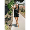 Teal Ruffled Deep V One-piece Swimsuit with Built-in Bra