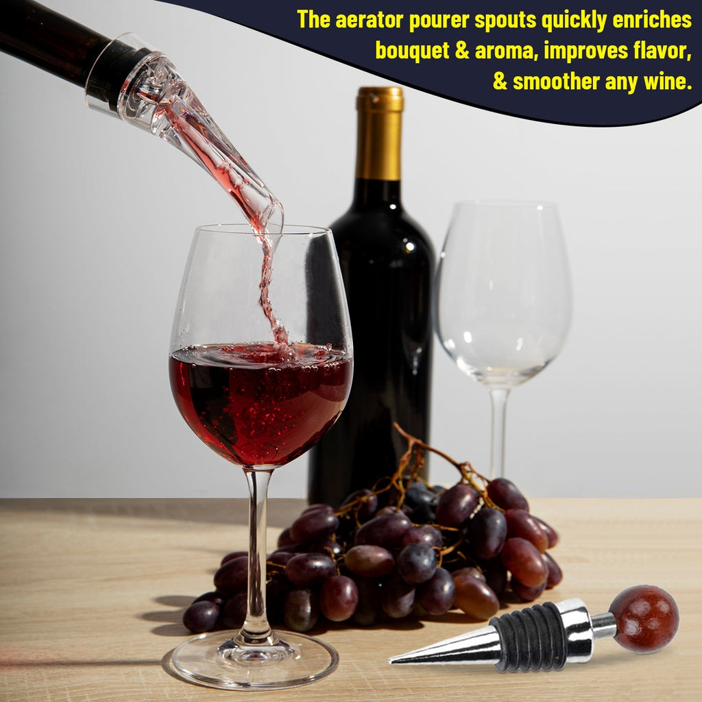 Ultimate Wine Accessories Set Featuring 3 in-1 Multifunctional Waiters Corkscrew