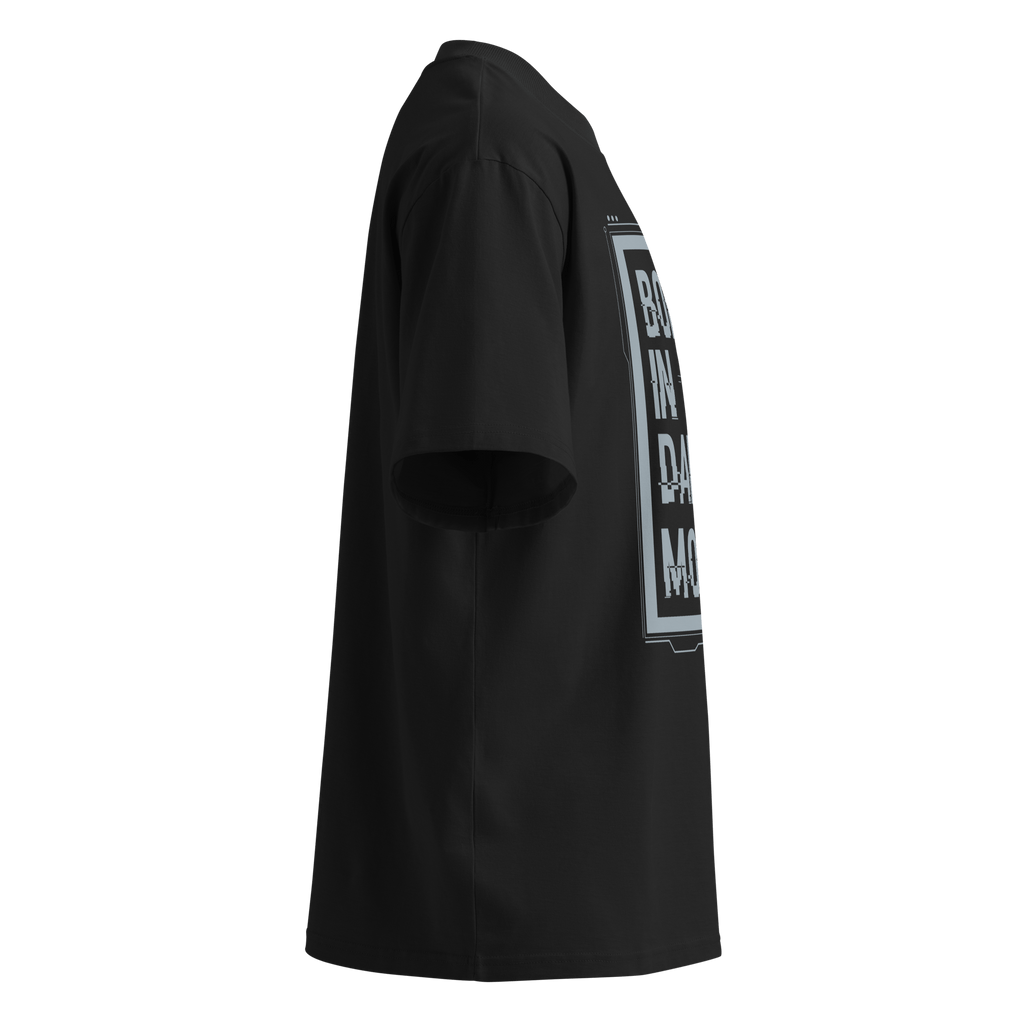 Born in Dark Mode – Oversized Organic High-Neck T-Shirt