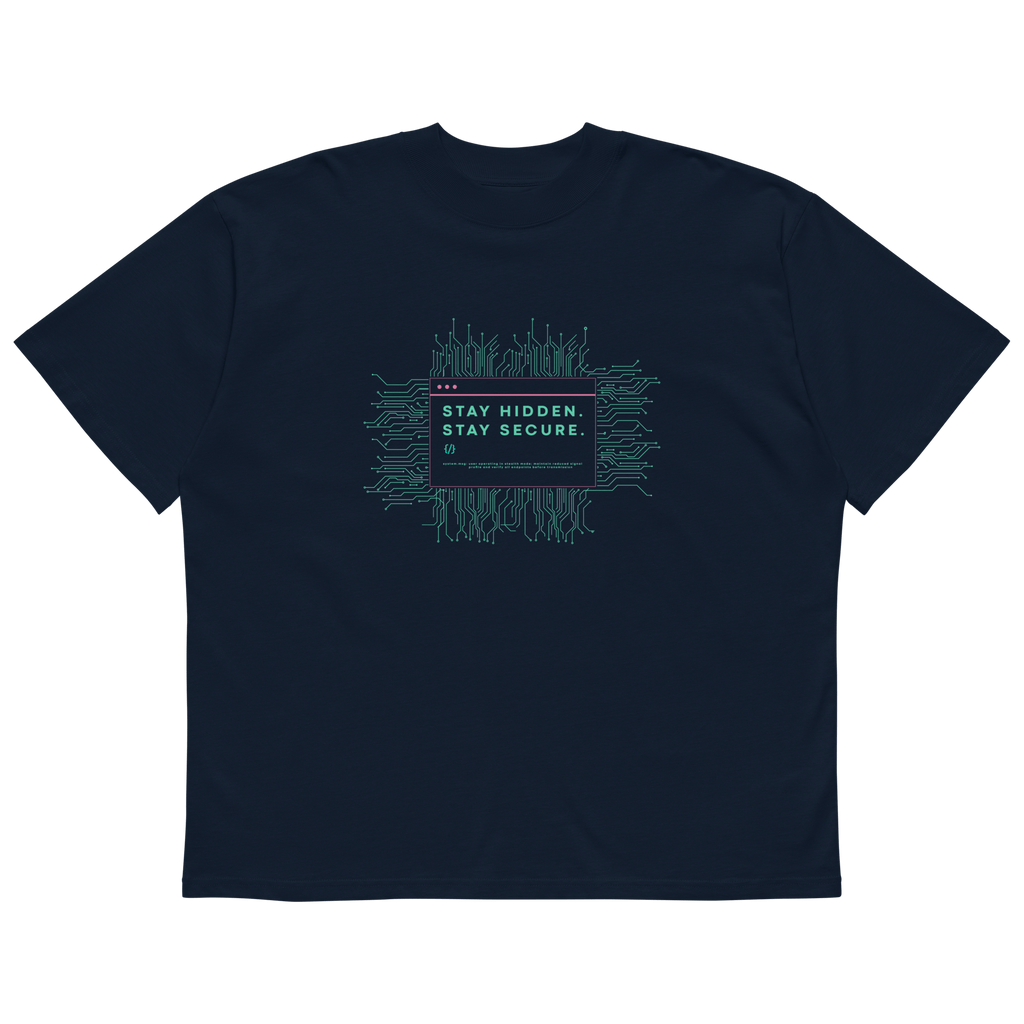 STS “Stay Hidden Stay Secure” Cybersecurity Oversized Organic High-Neck T-Shirt