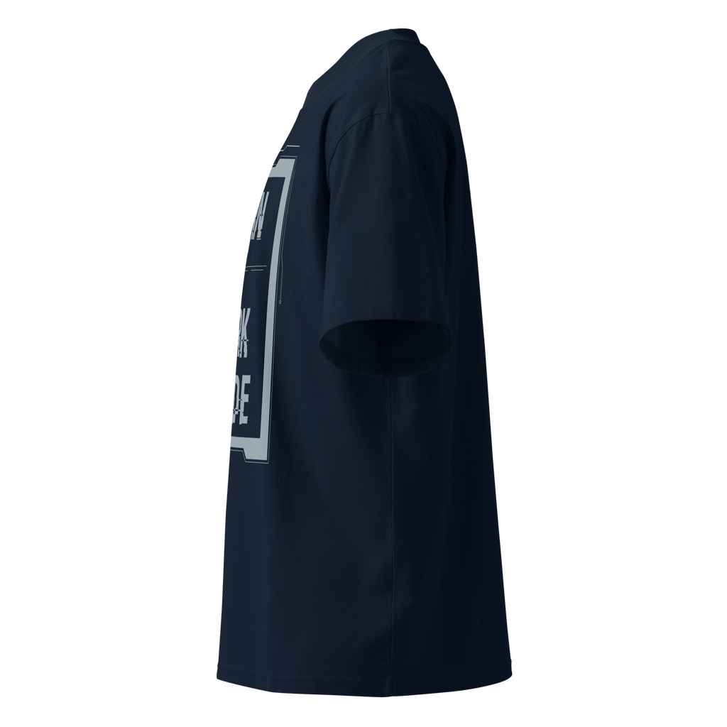 Born in Dark Mode – Oversized Organic High-Neck T-Shirt