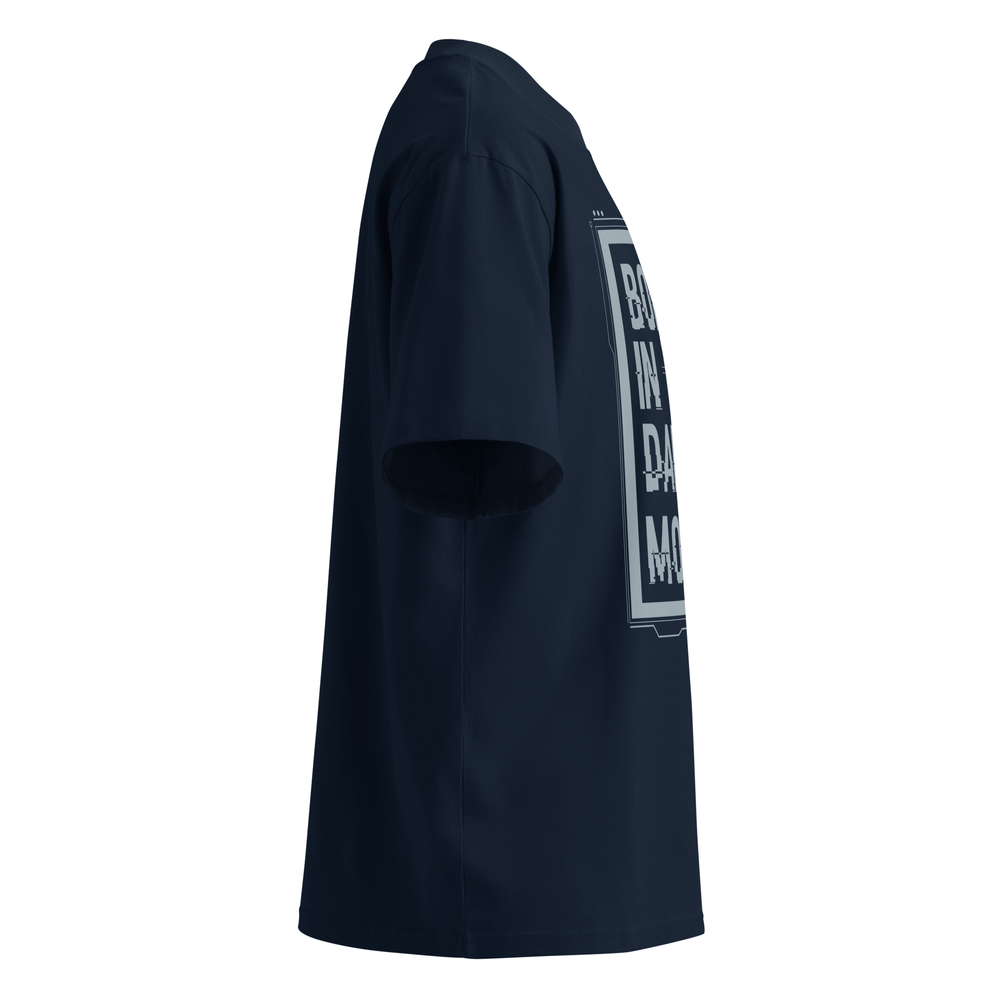 Born in Dark Mode – Oversized Organic High-Neck T-Shirt
