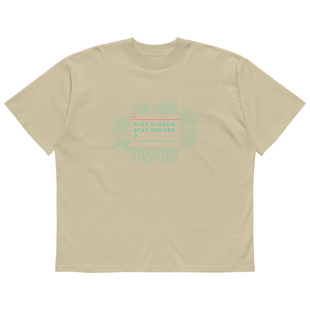 STS “Stay Hidden Stay Secure” Cybersecurity Oversized Organic High-Neck T-Shirt