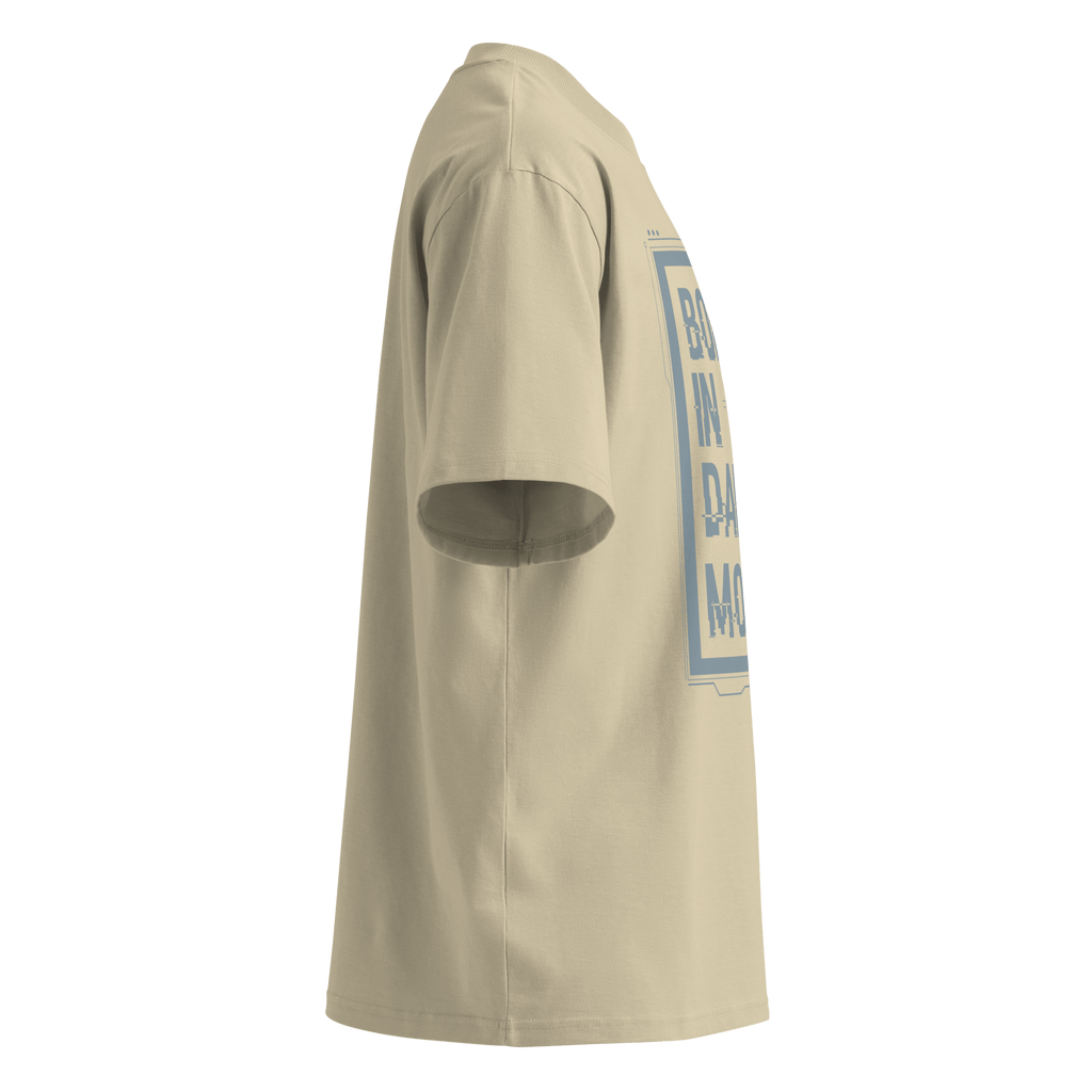 Born in Dark Mode – Oversized Organic High-Neck T-Shirt