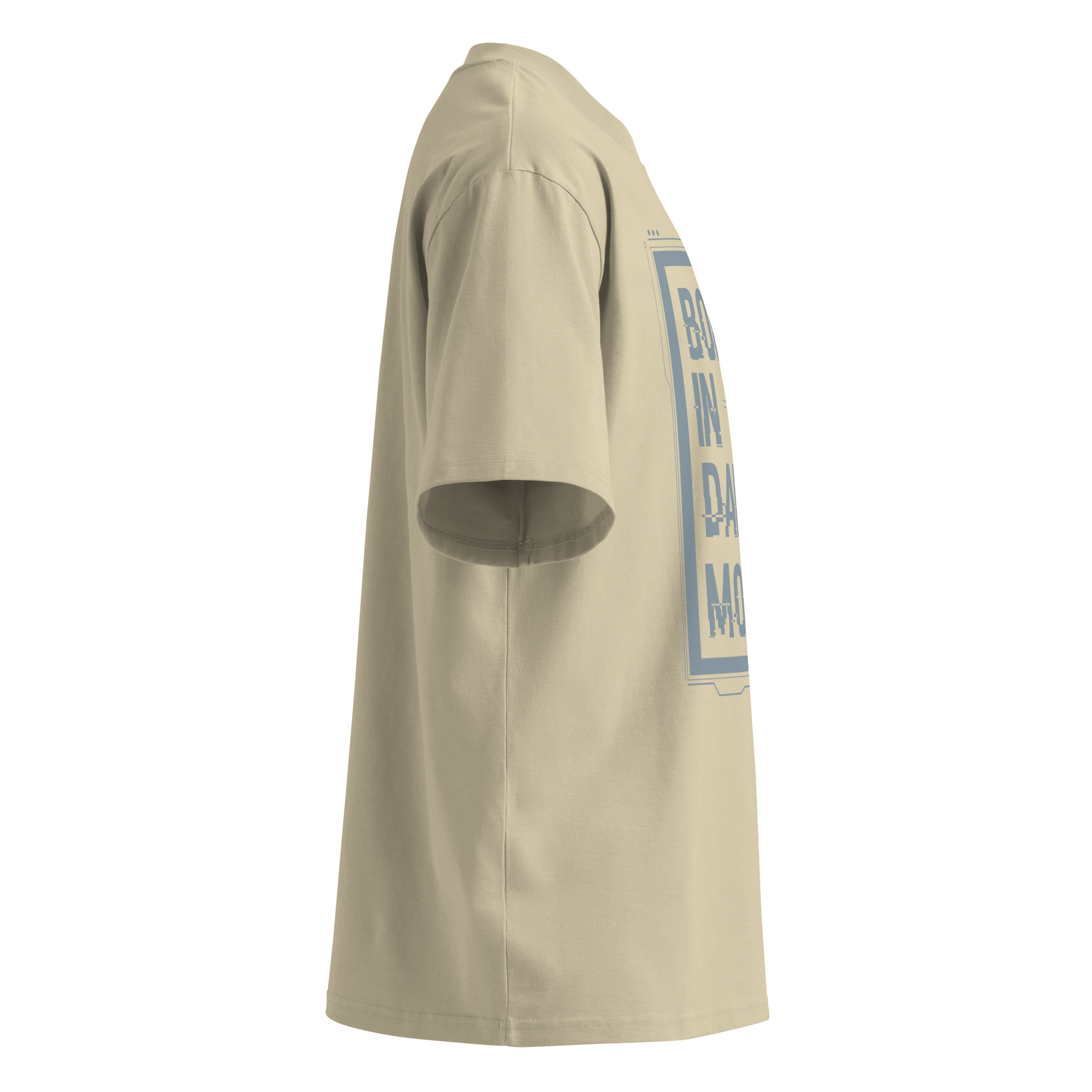 Born in Dark Mode – Oversized Organic High-Neck T-Shirt