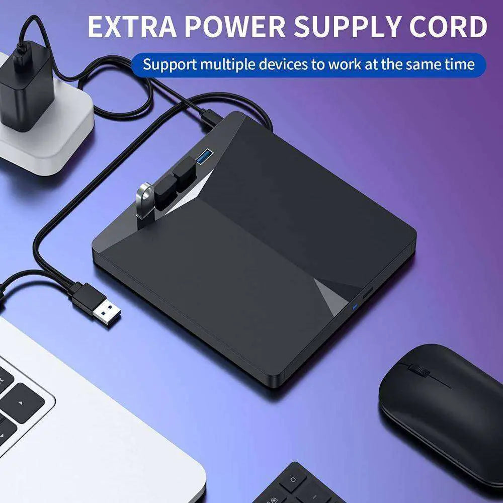 USB 3.0 Type C External CD DVD Drive with Ports
