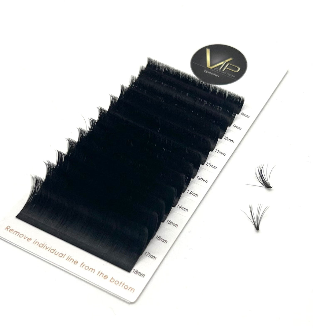 VIP Quick Fan Lash Extensions 0.07 mm C Curl | 12-Line Tray