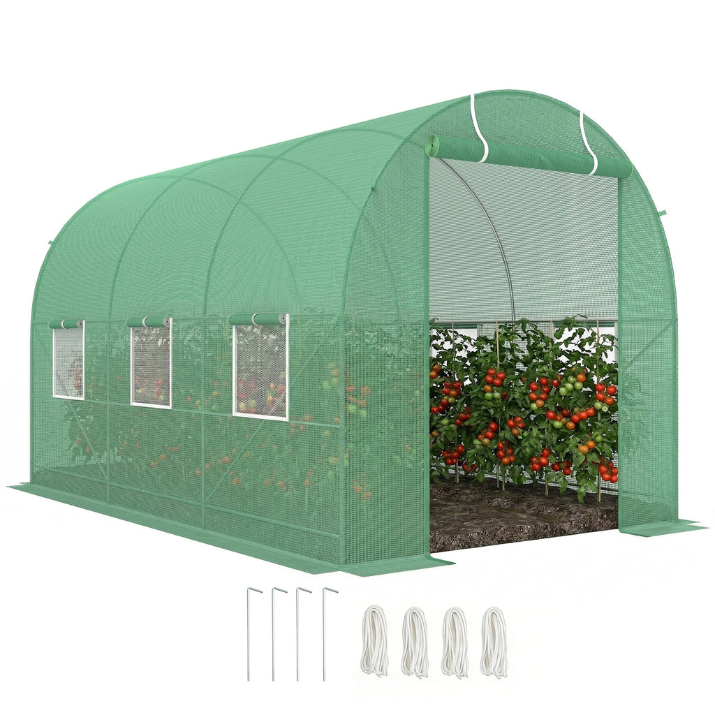 11.5' x 6.6' x 6.6' Green Tunnel Greenhouse with Roll Up Door
