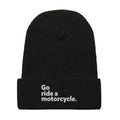 "Go ride a motorcycle" Embroidered Waffle Beanie