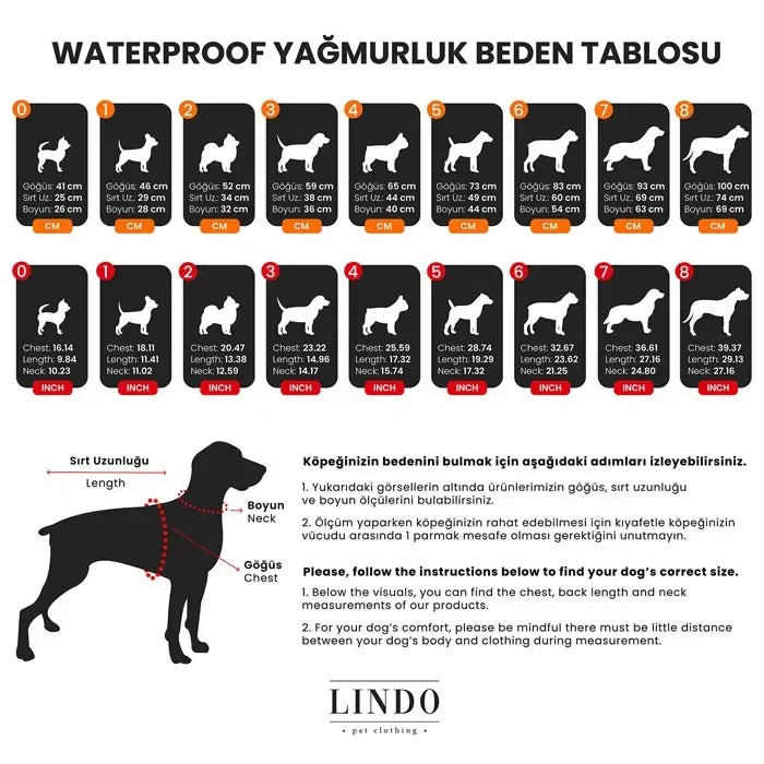 Lindo Aqua Black Waterproof Fleece-Lined Dog Raincoat