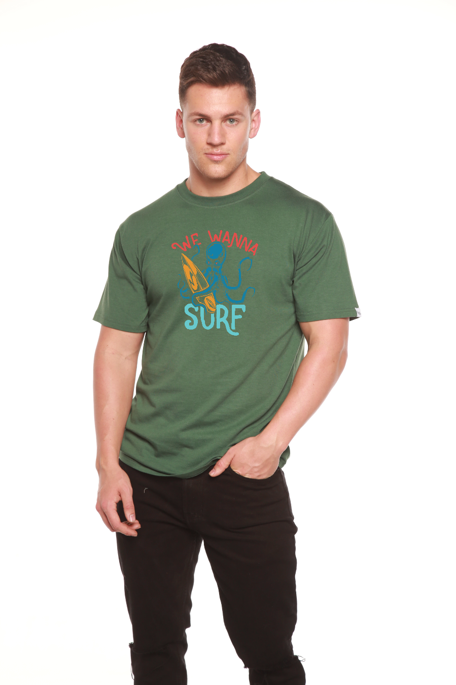 We Wanna Surf Men's Bamboo Viscose/Organic Cotton Short Sleeve Graphic T-Shirt
