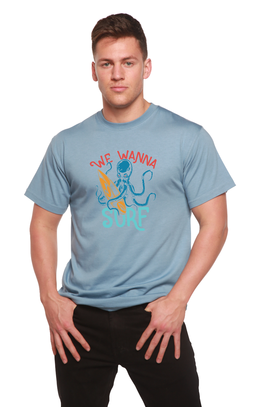 We Wanna Surf Men's Bamboo Viscose/Organic Cotton Short Sleeve Graphic T-Shirt