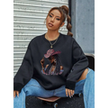 White Graphic Leopard Hat Long Sleeve Sweatshirt