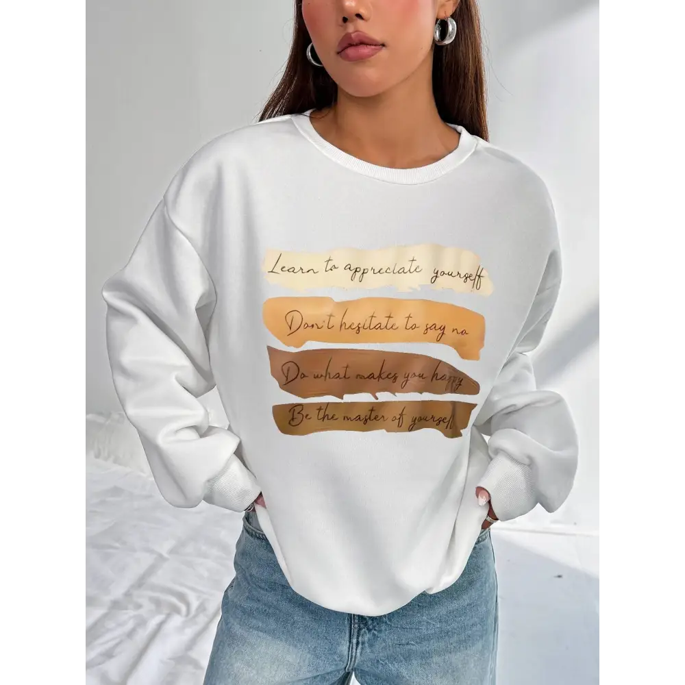 White Oversized Long Sleeve Sweatshirt