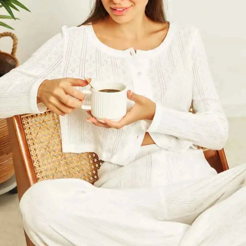 White Ribbed Knit Fashion Cardigan Long Sleeve