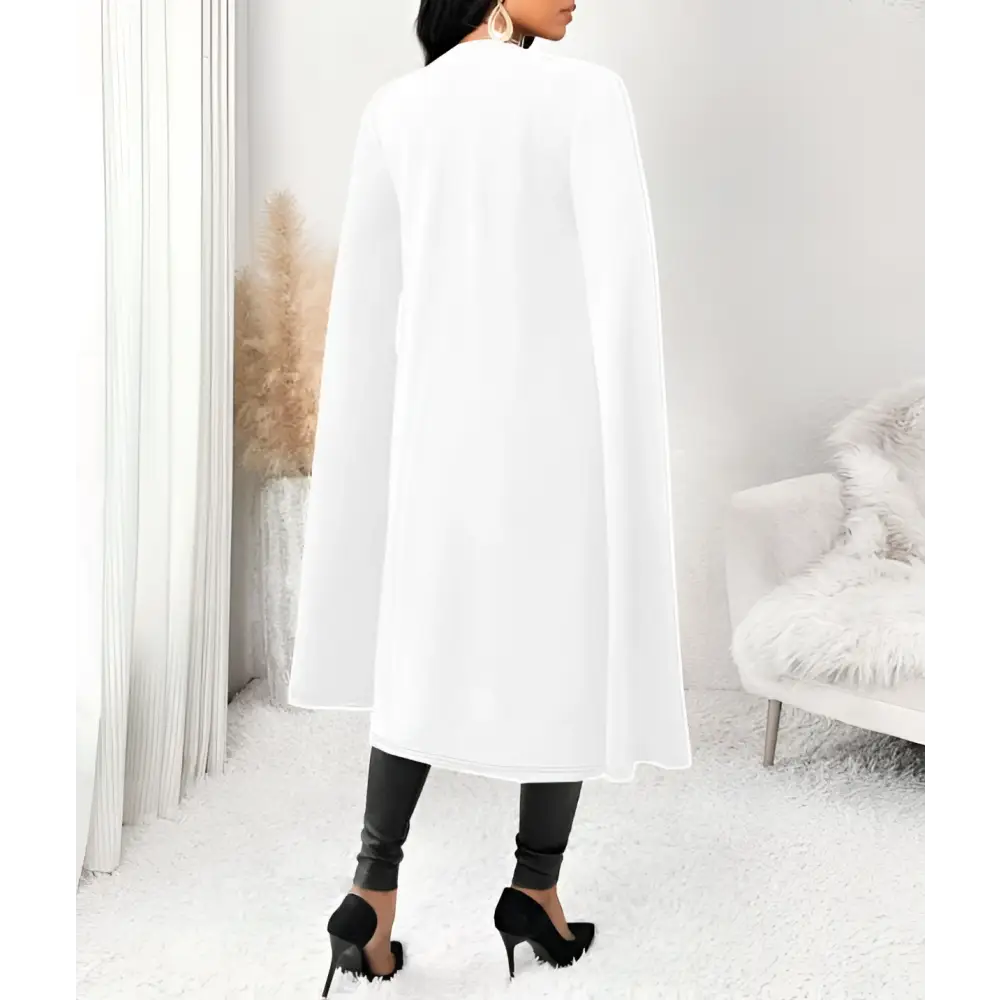 White Sleeveless Casual Fit Cape Vest