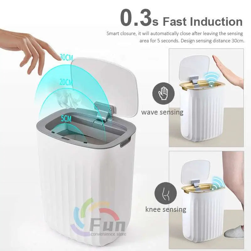 White Smart Trash Can for Living Room Kitchen